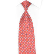 Crimson Foulard Silk Tie with Turquoise Crystal Lattice