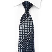 Navy Halftone Silk Tie with Crystal Dot Gradient