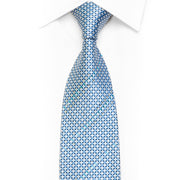 Silver Blue Dots Rhinestone Silk Necktie
