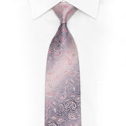 Pink & Silver Rhinestone Crystal Silk Necktie