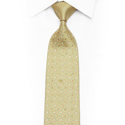 Champagne Yellow Rhinestone Silk Necktie with Crystal Silver Sparkles