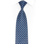 Blue Foulard Rhinestone Silk Tie With Silver Sparkles - 1