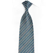Blue Silver Geometric Rhinestone Silk Tie With Sparkles - 1