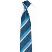 Blue Striped Mens Silk Skinny Tie - 1