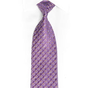 Filigree & Gold Squares On Mauve Rhinestone Silk Necktie