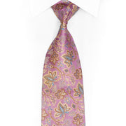 Floral On Mauve Rhinestone Silk Tie - 1