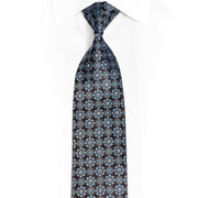 Geometric On NAvy Rhinestone Tie With Metallic Silver