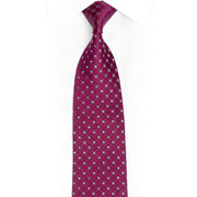 Gray Trellis On Burgundy Rhinestone Silk Necktie - 1