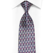 Luminous Rhinestone Silk Necktie – Purple & Silver Art Deco