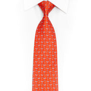 Playful Paws Silk Necktie - Red Dog & Flower Print - 1