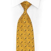 Printed Floral Pattern On Yellow Men’s Silk Tie - 1
