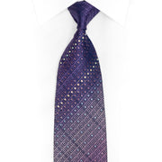 Purple Geometric On Navy Rhinestone Silk Tie - 1