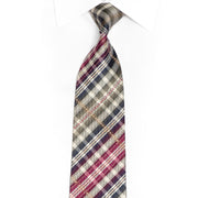 Purple Silver Plaid Rhinestone Silk Tie With Silver