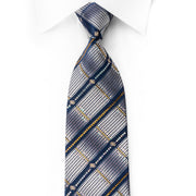 Daks Rhinestone Silk Necktie Stripes On Navy With Red Gold