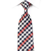 Renoma Rhinestone Tie Red White Blue Plaid With Silver