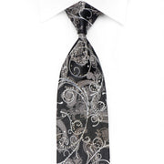 Premierlux Men’s Crystal Silk Necktie Silver Scrolls &