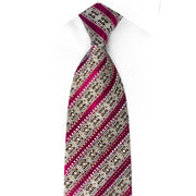 Silver Striped Geometric On Burgundy With Crystal