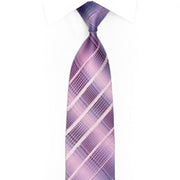 Silver Striped On Mauve Rhinestone Silk Necktie With Silver