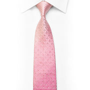 Rhinestone Silk Necktie Pink Burgundy Checkered With Silver Sparkles