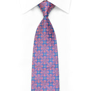 Herren-Krawatte aus Seide, rosa, geometrisch auf Mauve mit silbernen Glitzern