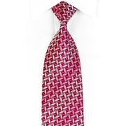Aquascutum Mens Silk Rhinestone Necktie Geometric On Purple With Blue Sparkles - San-Dee