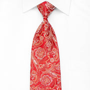 Arnold Palmer Men's Crystal Silk Necktie Acanthus On Red With Silver Sparkles - San-Dee
