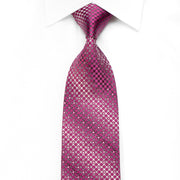 Bruno Baffi Men's Crystal Silk Necktie Purple Dots On Silver With Silver Sparkles - San-Dee