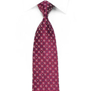 Cabrini Mens Crystal Rhinestone Silk Necktie Geometric On Burgundy With Sparkles - San-Dee