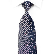 Christian Aujard Rhinestone Silk Necktie Purple Geometric On Navy With Sparkles - San-Dee