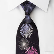 Crocodile Silk Rhinestone Necktie Geometric On Purple With