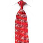 Daks Men’s Crystal Rhinestone Silk Necktie Geometric On Red