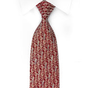 Daks Rhinestone Silk Necktie Golden Filigree On Red With Red