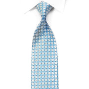 Daks Rhinestone Silk Tie Light Blue Silver Checkered With