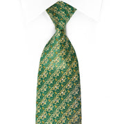 Daniel Hechter Rhinestone Silk Necktie Gold Cartouche On Emerald Green With Gold Sparkles - San-Dee