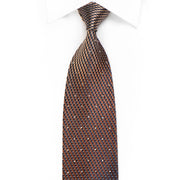 Elegance Men’s Crystal Silk Necktie Orange Brown Chevron On