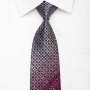 Fasion Top Rhinestone Necktie Burgundy Cartouche On Navy With Silver Sparkles - San-Dee