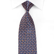 GGio Men’s Crystal Silk Tie Orange Blue Geometric With