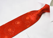 Giorgio Ferri Rhinestone Silk Tie Medallions On Red With