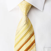 Grang Cia Rhinestone Necktie Floral Striped On Yellow With