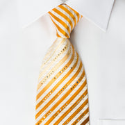 Grang Cia Silk Rhinestone Necktie Orange Brown Striped