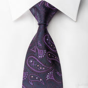 Guy Laroche Woven Silk Necktie Boteh Paisley On Purple