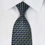 Indian Homme Rhinestone Silk Necktie Scottie Dogs On Blue