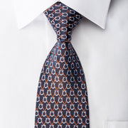 Indian Leaders Rhinestone Silk Necktie Horse Shoes On Navy