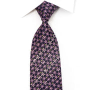 Leslie Vince Men’s Silk Necktie Pink Foulard On Navy