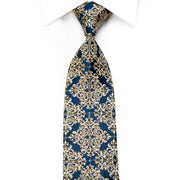 Metro City Crystal Rhinestone Necktie Gold Damask On Navy