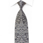 Mila Schon Mens Crystal Rhinestone Necktie Silver Filigree