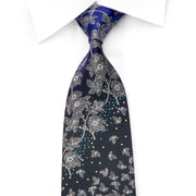 Mila Schon Men’s Crystal Rhinestone Silk Necktie Silver
