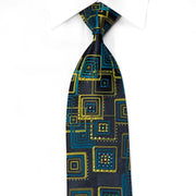 Mila Schon Men’s Crystal Silk Necktie Retro Green Blue