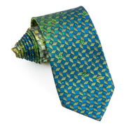 Mila Schon Men’s Rhinestone Silk Neck Tie Turquoise Green