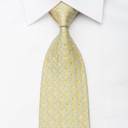 Mila Schon Mens Silk Necktie Blue Cartouche On Yellow